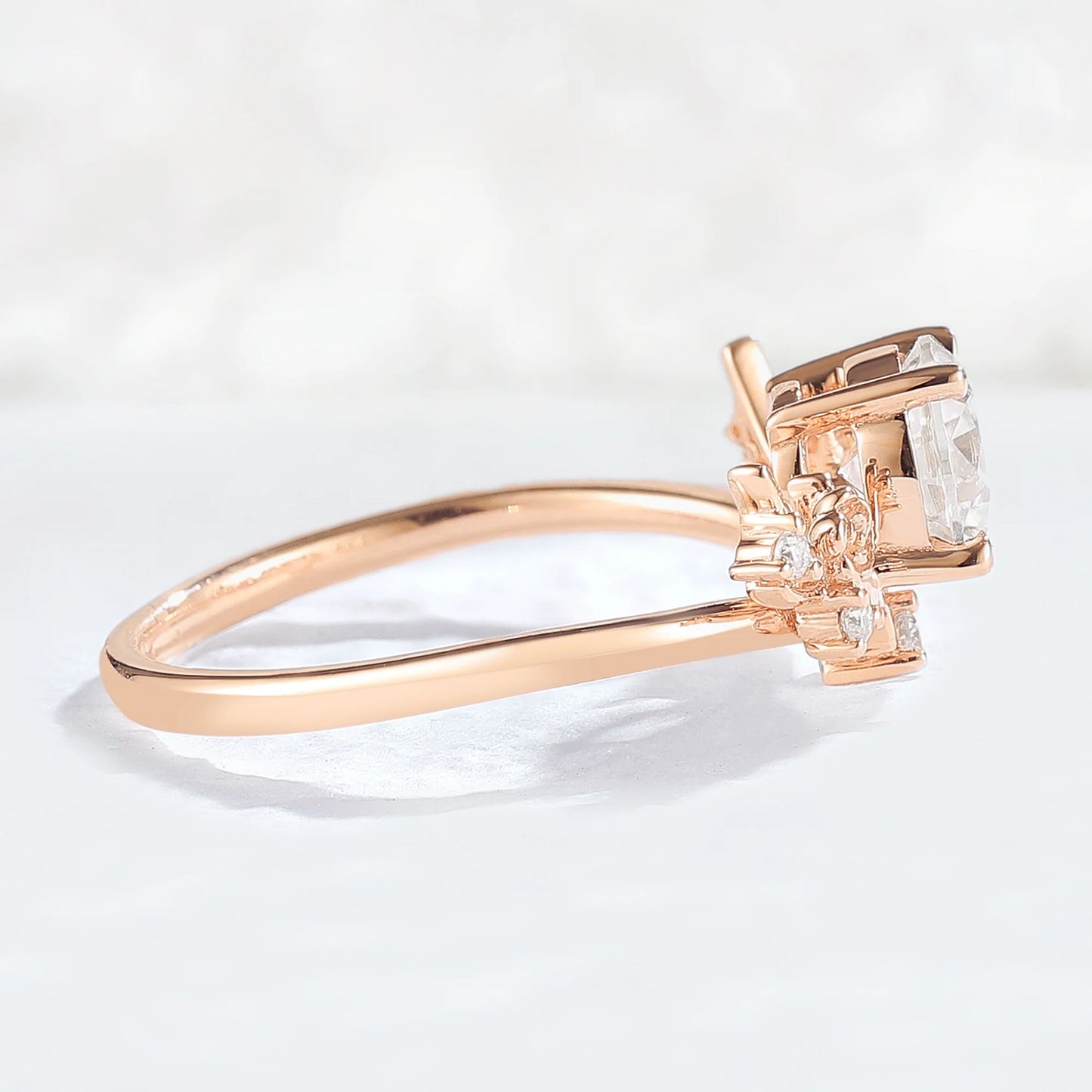 Nature Inspired Round Cut Moissanite Antlers Handmade Ring