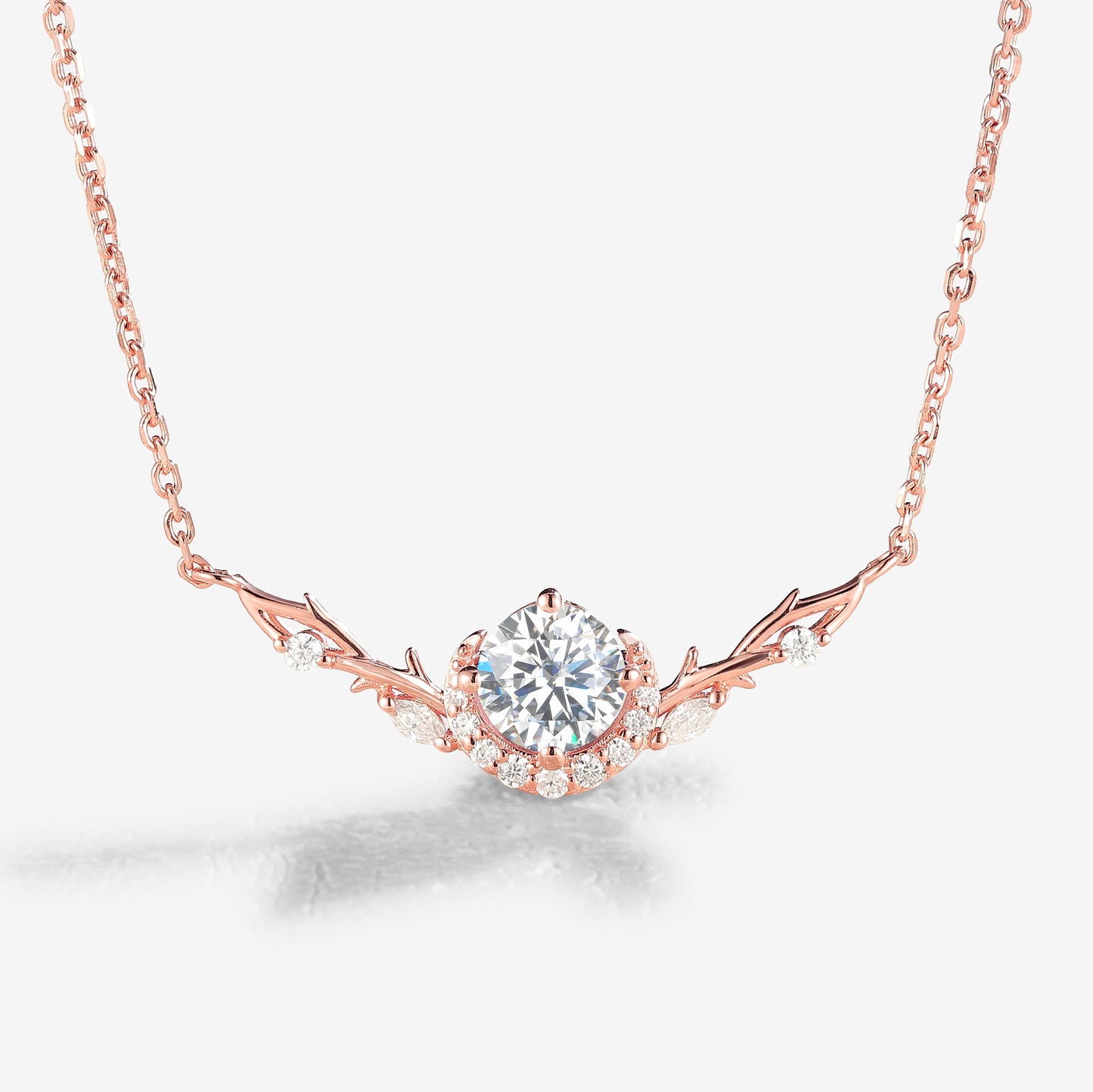 Nature Inspired Round Cut Moissanite Vine Necklace