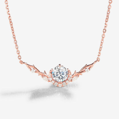 Nature Inspired Round Cut Moissanite Vine Necklace