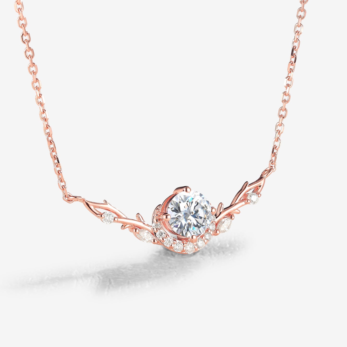 Nature Inspired Round Cut Moissanite Vine Necklace