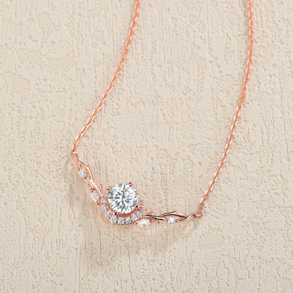 Nature Inspired Round Cut Moissanite Vine Necklace