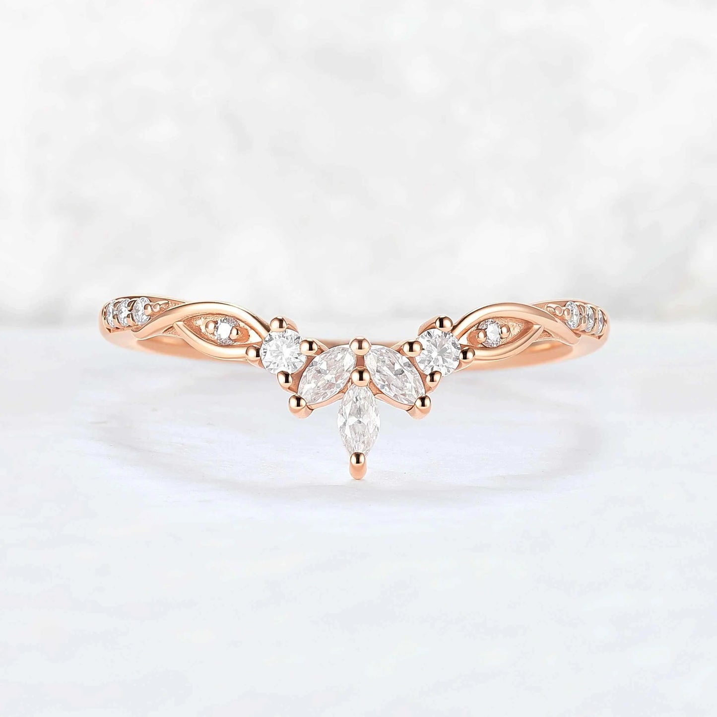 Nature Inspired Vine Twist Moissanite Stacking Ring