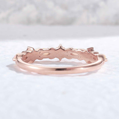 Nature Marquise Shaped Opal Silver Stacking Ring