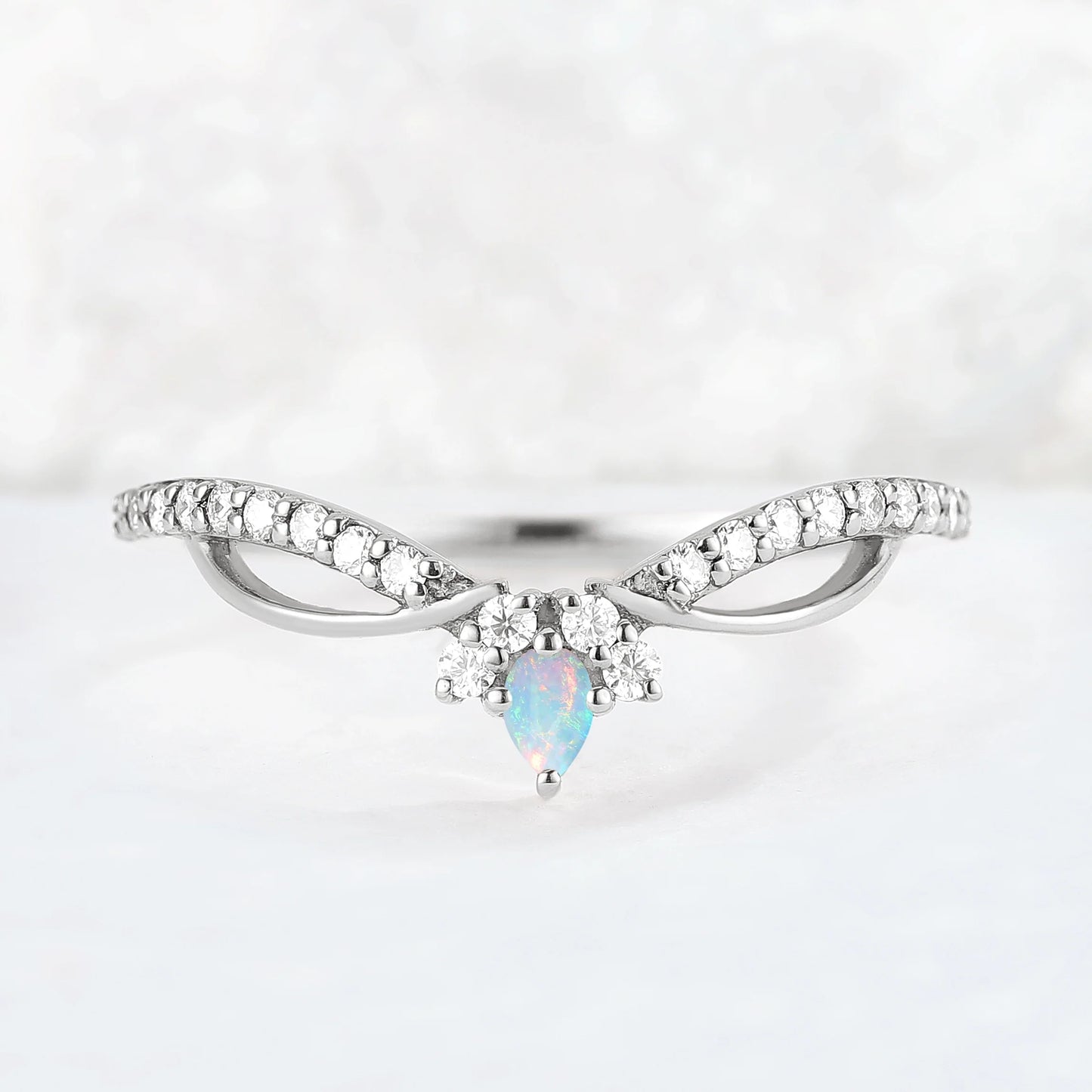 Nature Marquise Shaped Opal Vine Stacking Ring