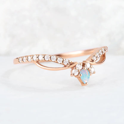 Nature Marquise Shaped Opal Vine Stacking Ring
