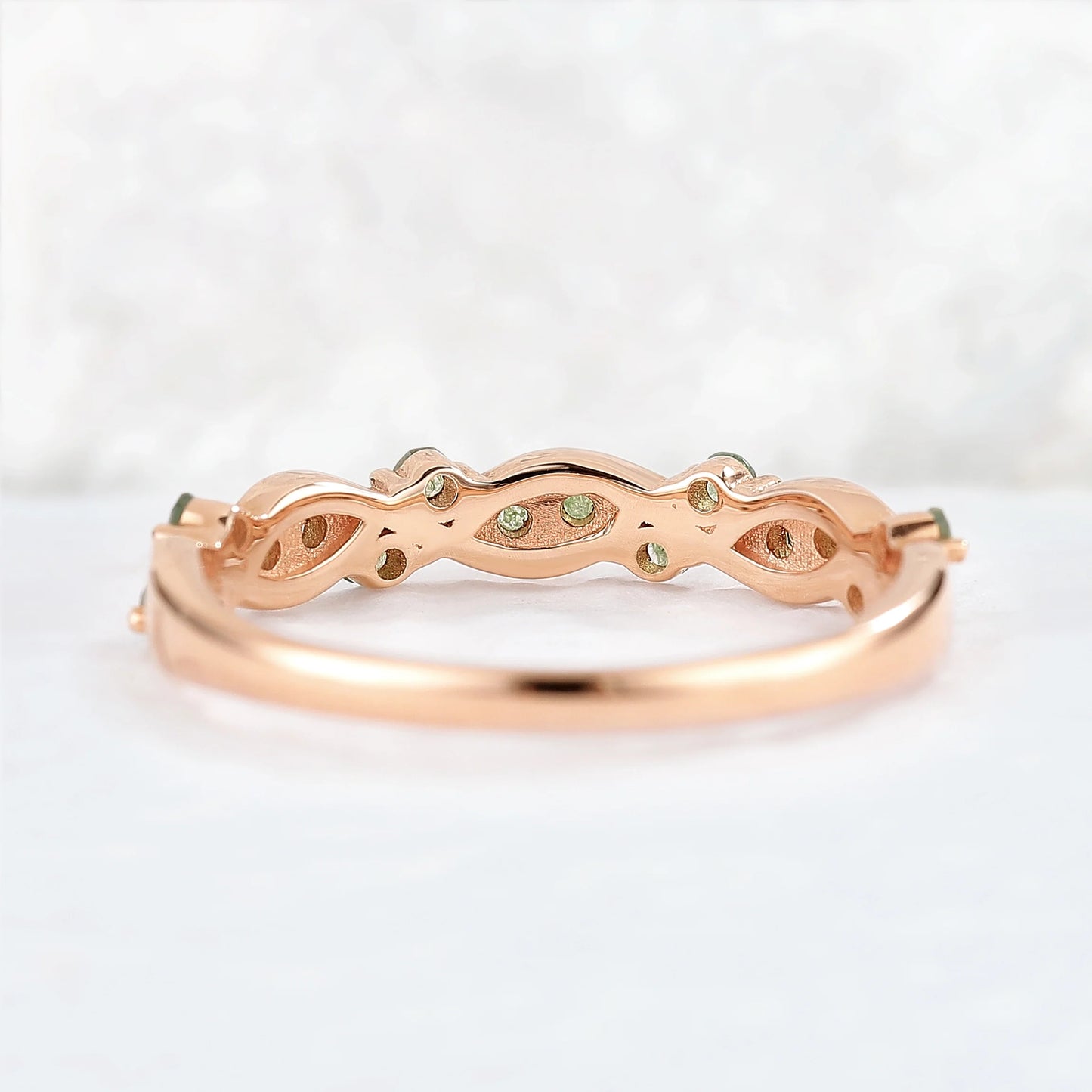 Nature Round Shaped Moss Agate Vine Stacking Ring