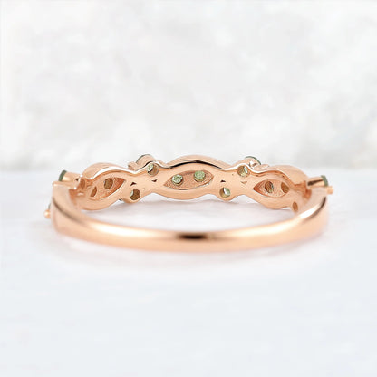 Nature Round Shaped Moss Agate Vine Stacking Ring