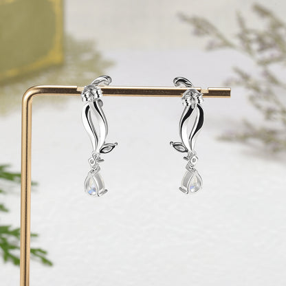 Pear Cut Moonstone Earrings Anniversary Gift for Her