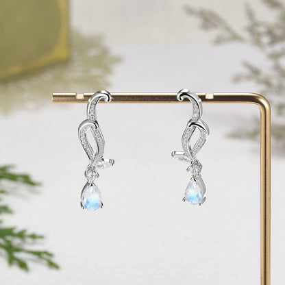 Pear Cut Moonstone Earrings Anniversary Gift for Her