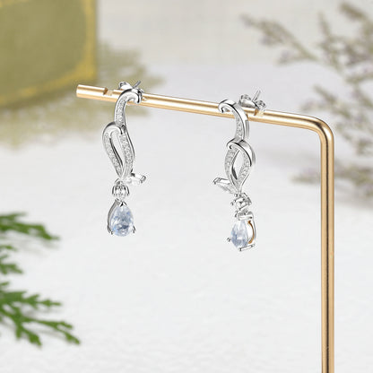 Pear Cut Moonstone Earrings Anniversary Gift for Her