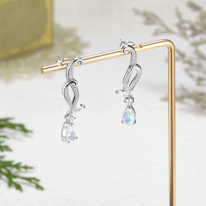 Pear Cut Moonstone Earrings Anniversary Gift for Her