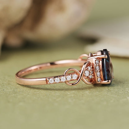 Princess Mononoke Pear Cut Alexandrite Twist Gemstone Ring