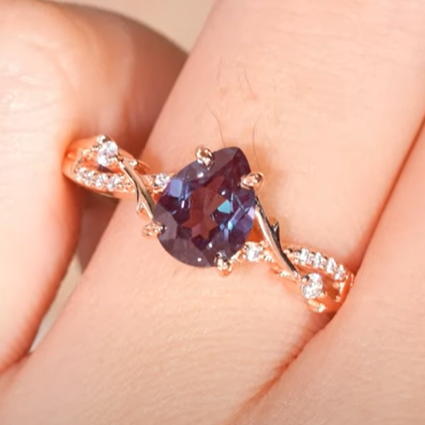 Princess Mononoke Pear Cut Alexandrite Vine Gemstone Ring
