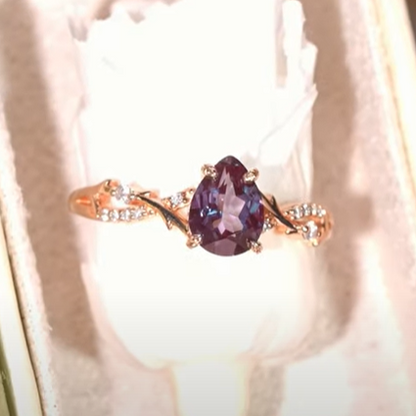 Princess Mononoke Pear Cut Alexandrite Vine Gemstone Ring