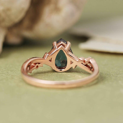 Princess Mononoke Pear Cut Alexandrite Vine Gemstone Ring