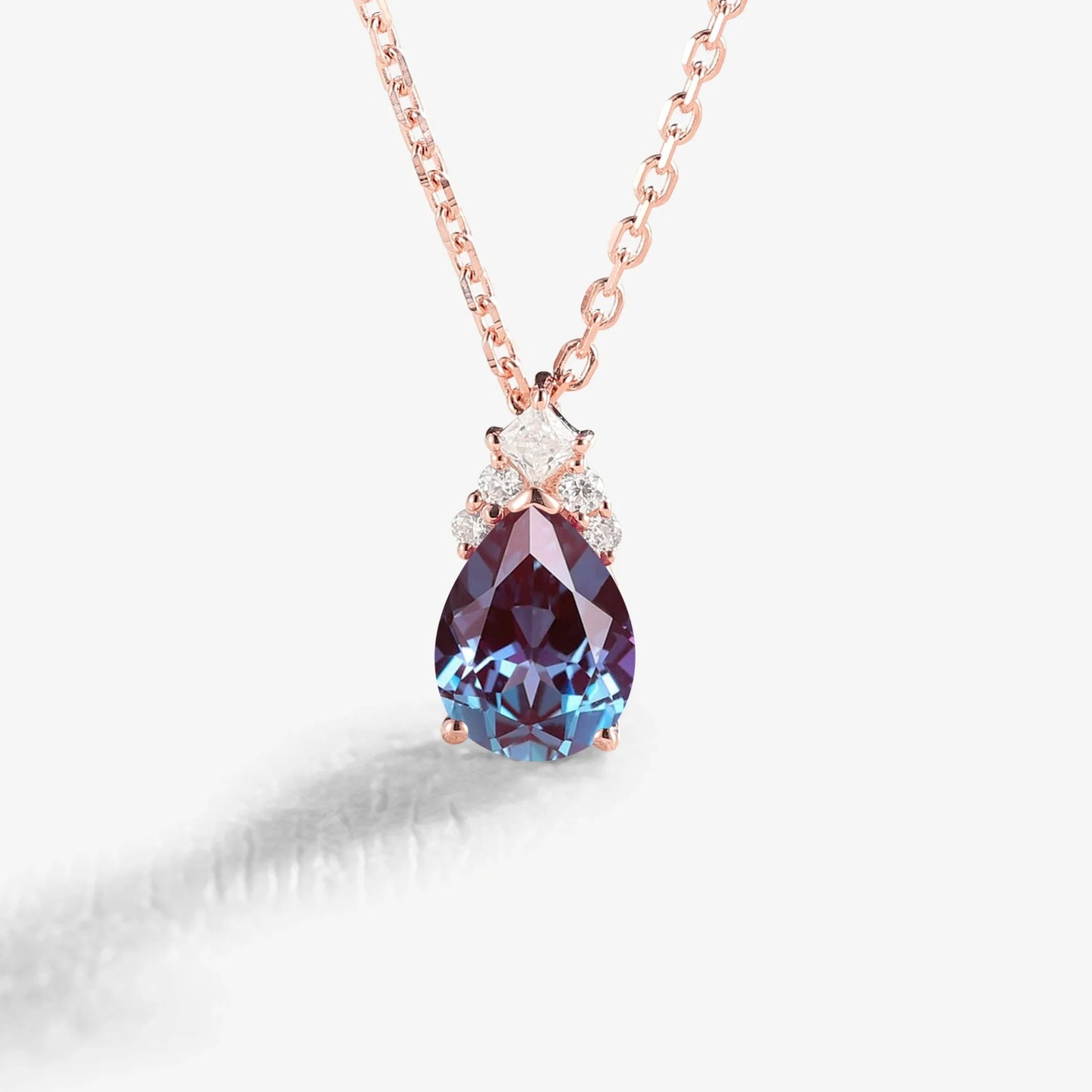 Princess Pear Cut Alexandrite Necklace
