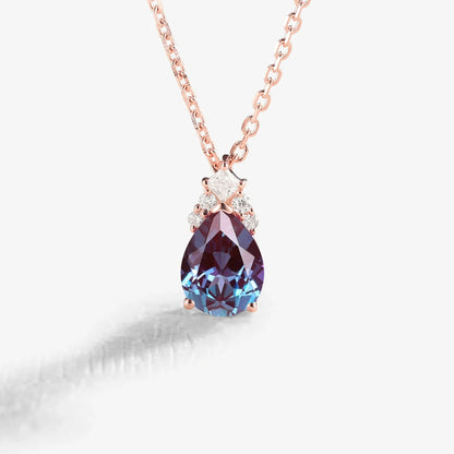 Princess Pear Cut Alexandrite Necklace