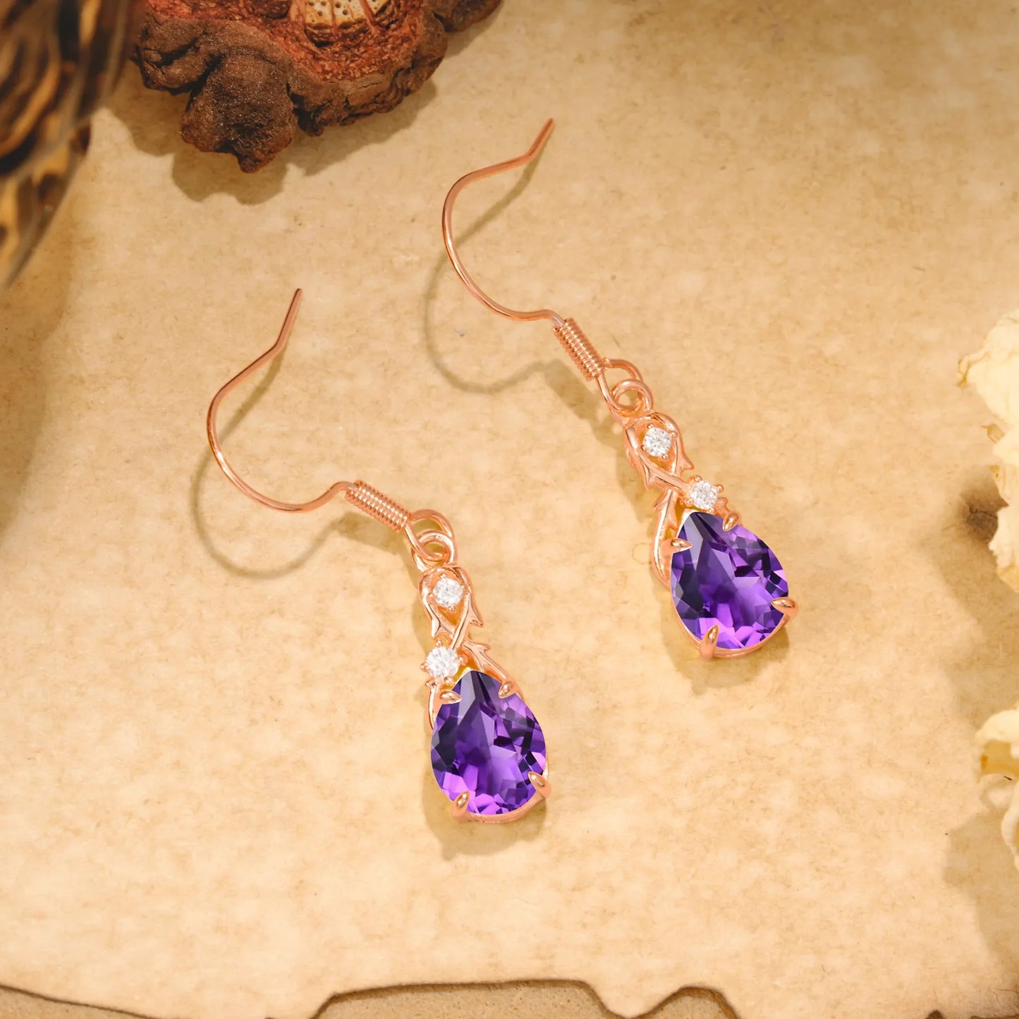 Elegant Pear Cut Amethyst Earrings