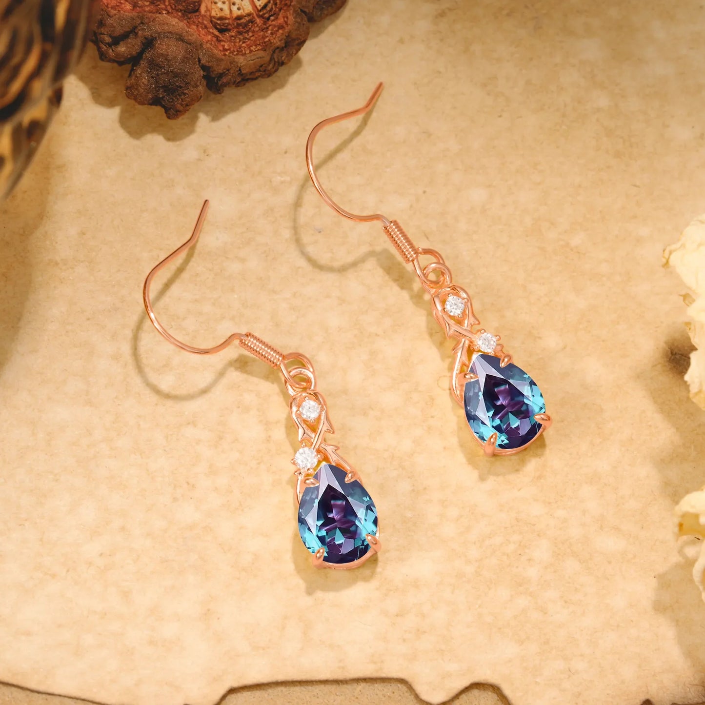 Elegant Pear Cut Alexandrite Earrings