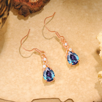Elegant Pear Cut Alexandrite Earrings