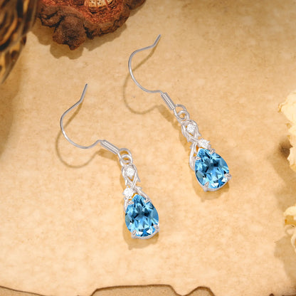 Elegant Pear Cut Aquamarine Earrings