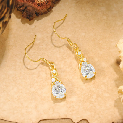 Elegant Pear Cut Lab Grown Moissanite Earrings
