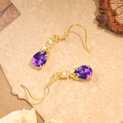 Elegant Pear Cut Amethyst Earrings