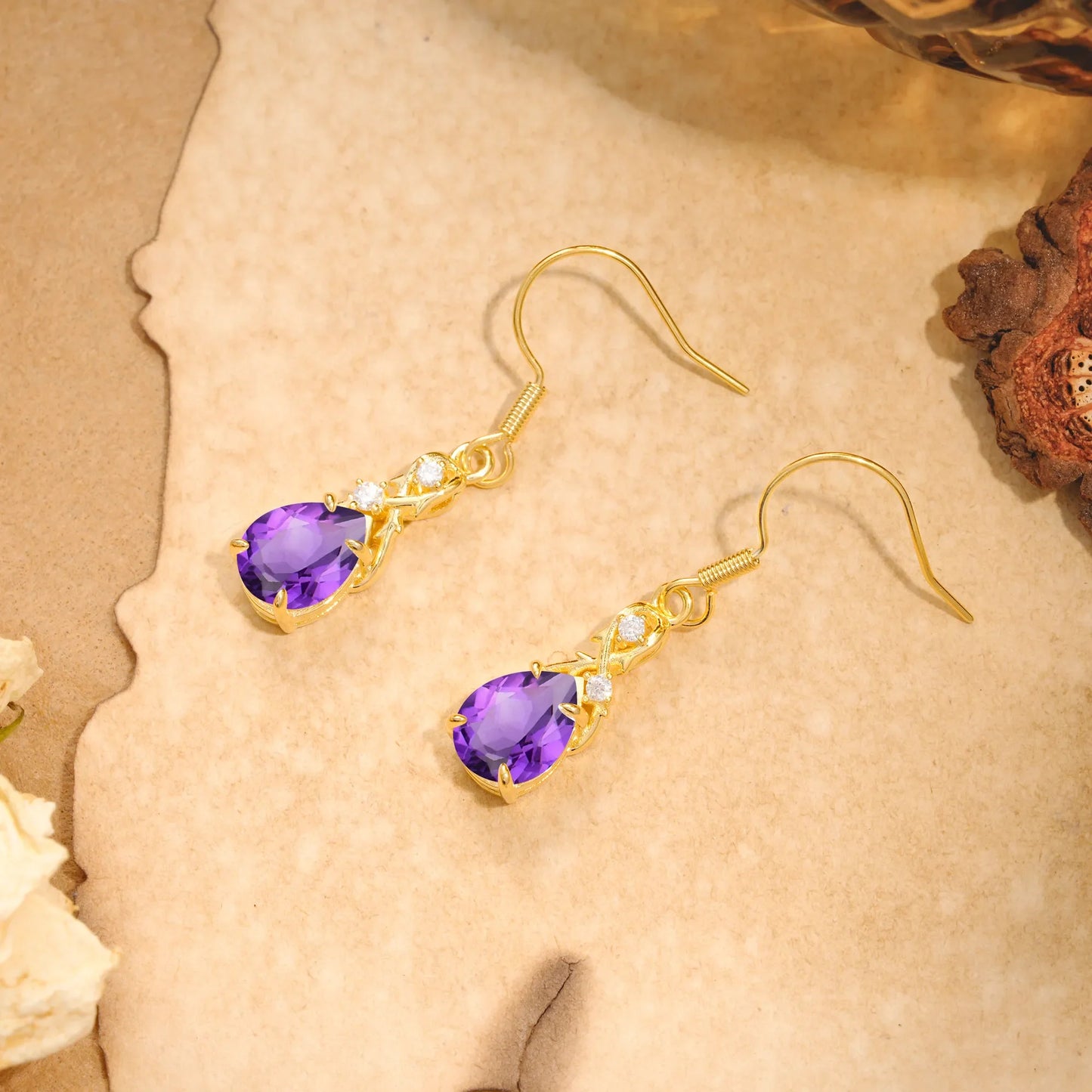Elegant Pear Cut Amethyst Earrings