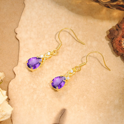 Elegant Pear Cut Amethyst Earrings