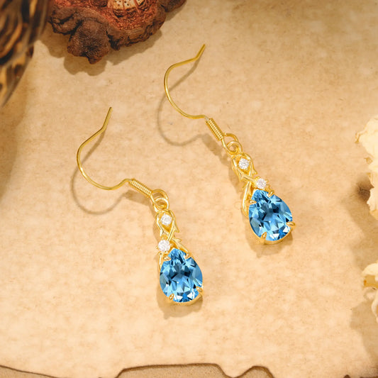 Elegant Pear Cut Aquamarine Earrings