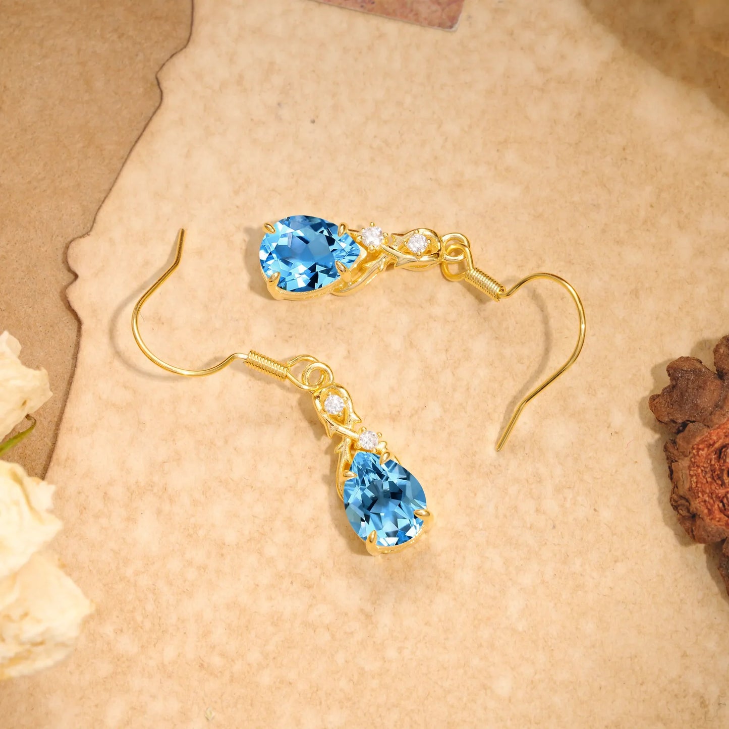 Elegant Pear Cut Aquamarine Earrings