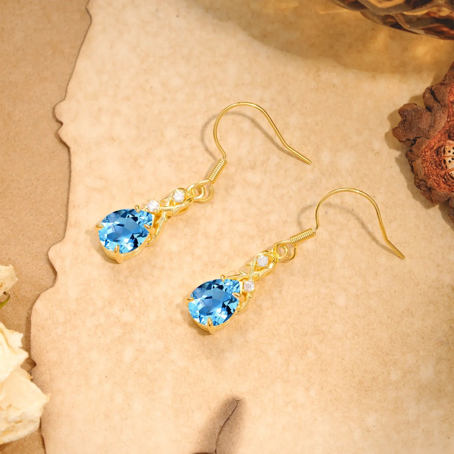 Elegant Pear Cut Aquamarine Earrings