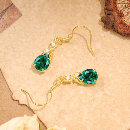 Elegant Pear Cut Emerald Earrings
