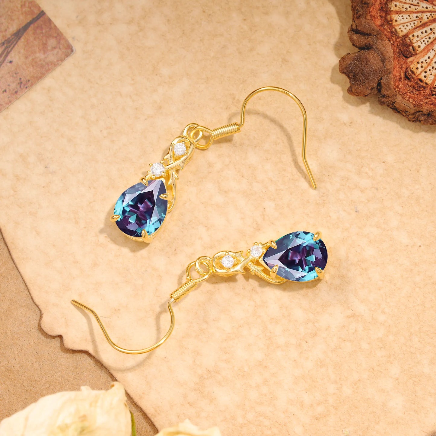 Elegant Pear Cut Alexandrite Earrings