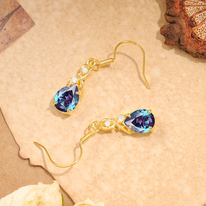 Elegant Pear Cut Alexandrite Earrings