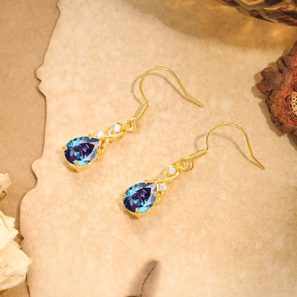Elegant Pear Cut Alexandrite Earrings