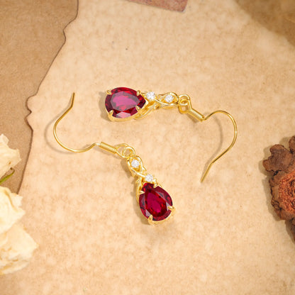 Elegant Pear Cut Lab Grown Ruby Earrings