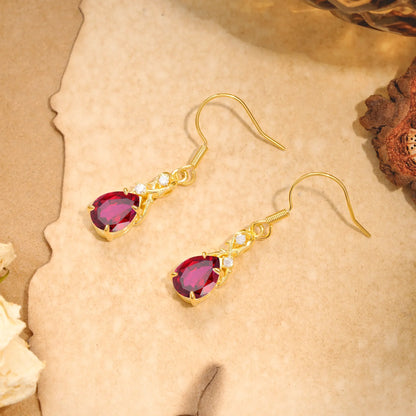 Elegant Pear Cut Lab Grown Ruby Earrings