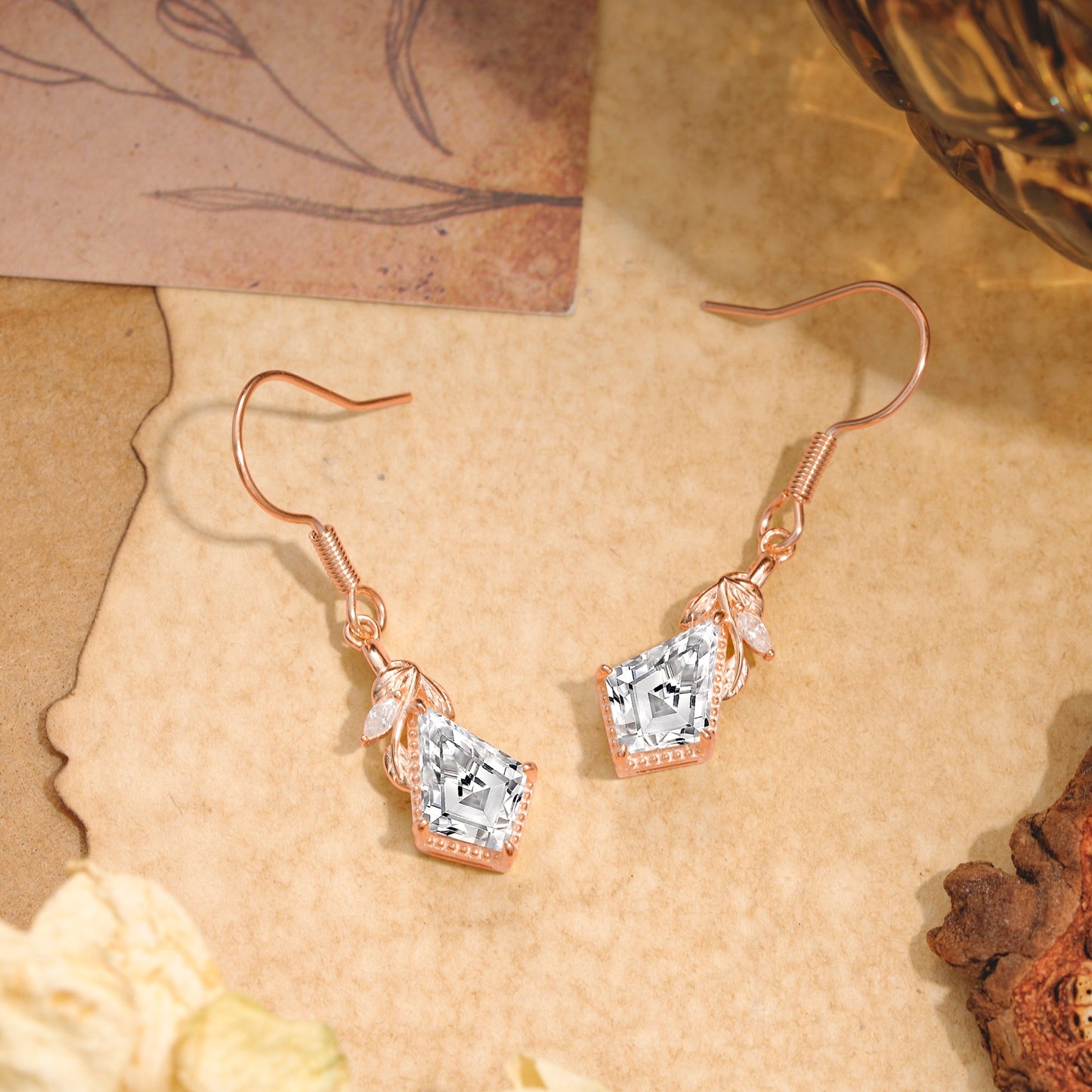 Classic Sparkling Geometric Lab Diamond Drop Earrings