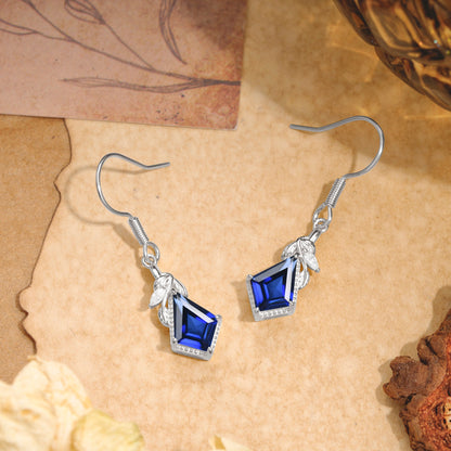 Classic Sparkling Geometric Sapphire Drop Earrings