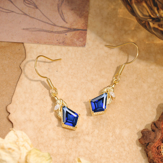 Classic Sparkling Geometric Sapphire Drop Earrings