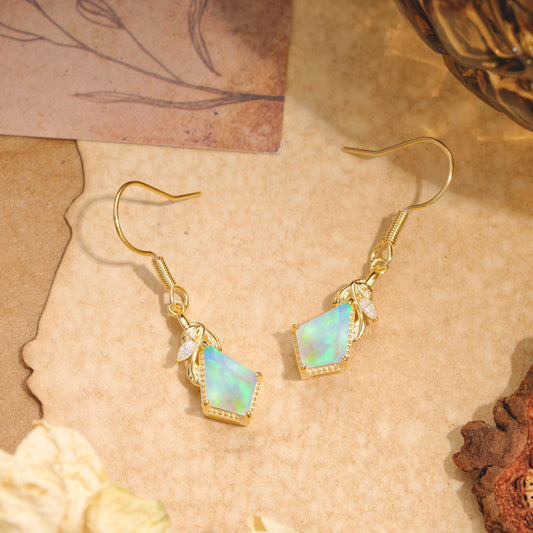 Classic Sparkling Geometric Opal Drop Earrings