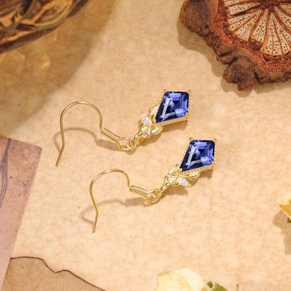 Classic Sparkling Geometric Tanzanite Drop Earrings