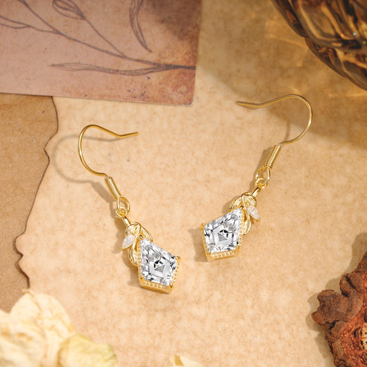 Classic Sparkling Geometric Lab Diamond Drop Earrings