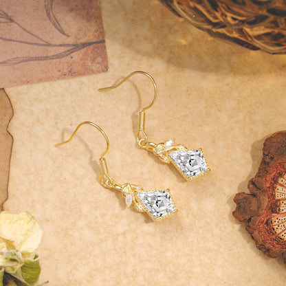 Classic Sparkling Geometric Lab Diamond Drop Earrings