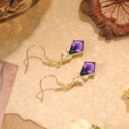 Classic Sparkling Geometric Amethyst Drop Earrings