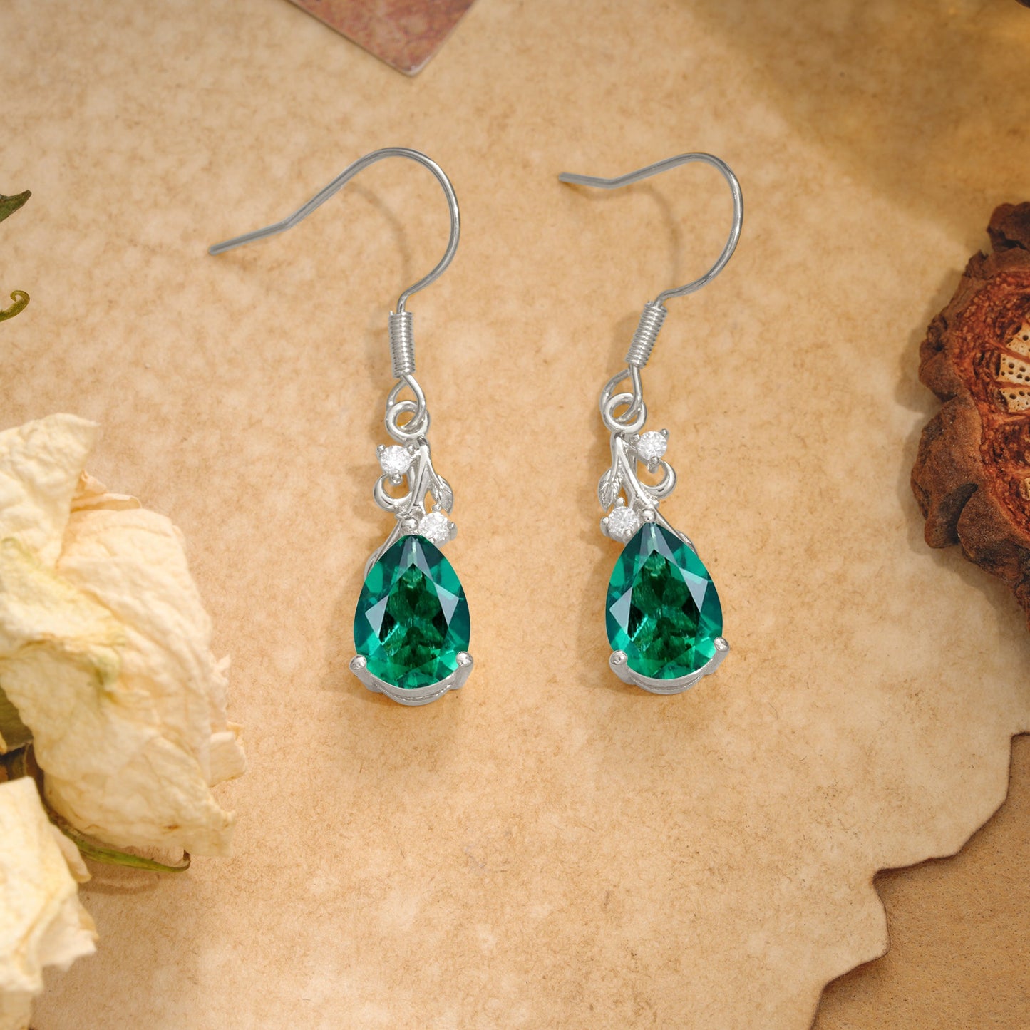 Pear Cut Emerald Earrings Jewelry for Women