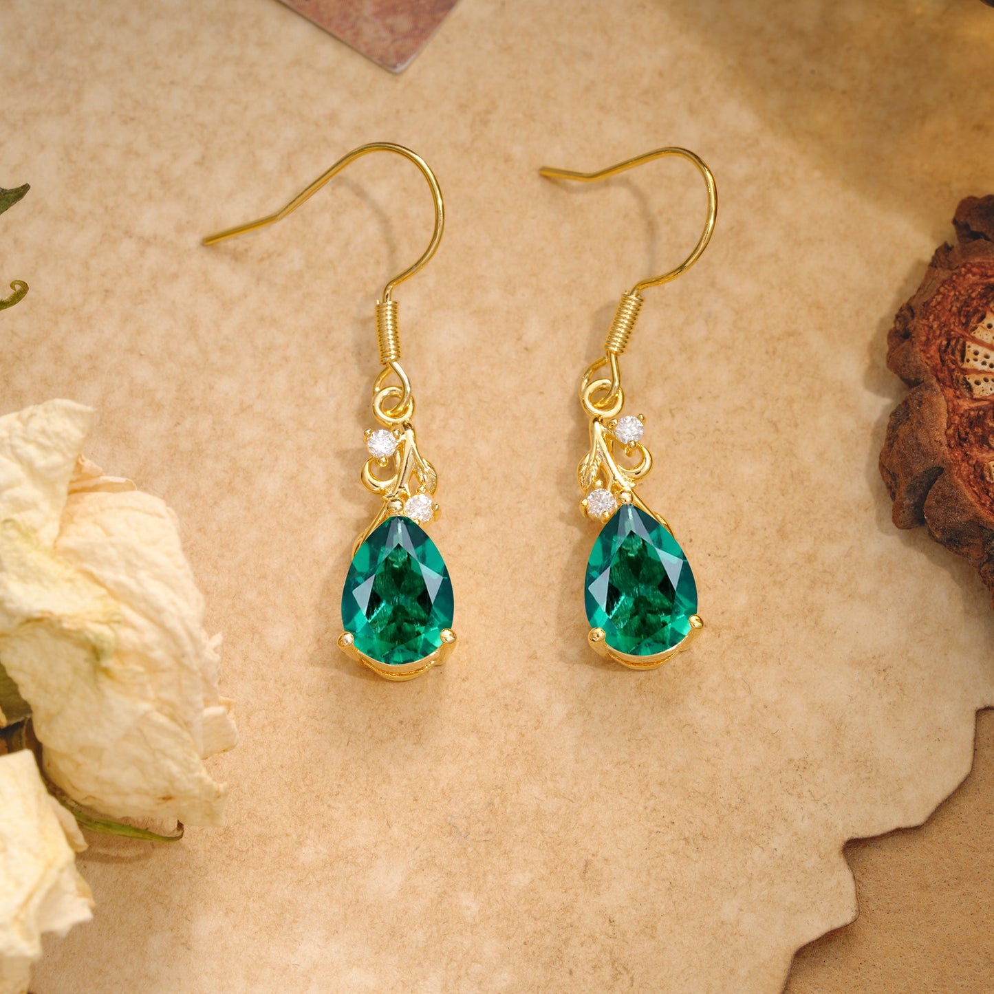 Pear Cut Emerald Earrings Jewelry for Women