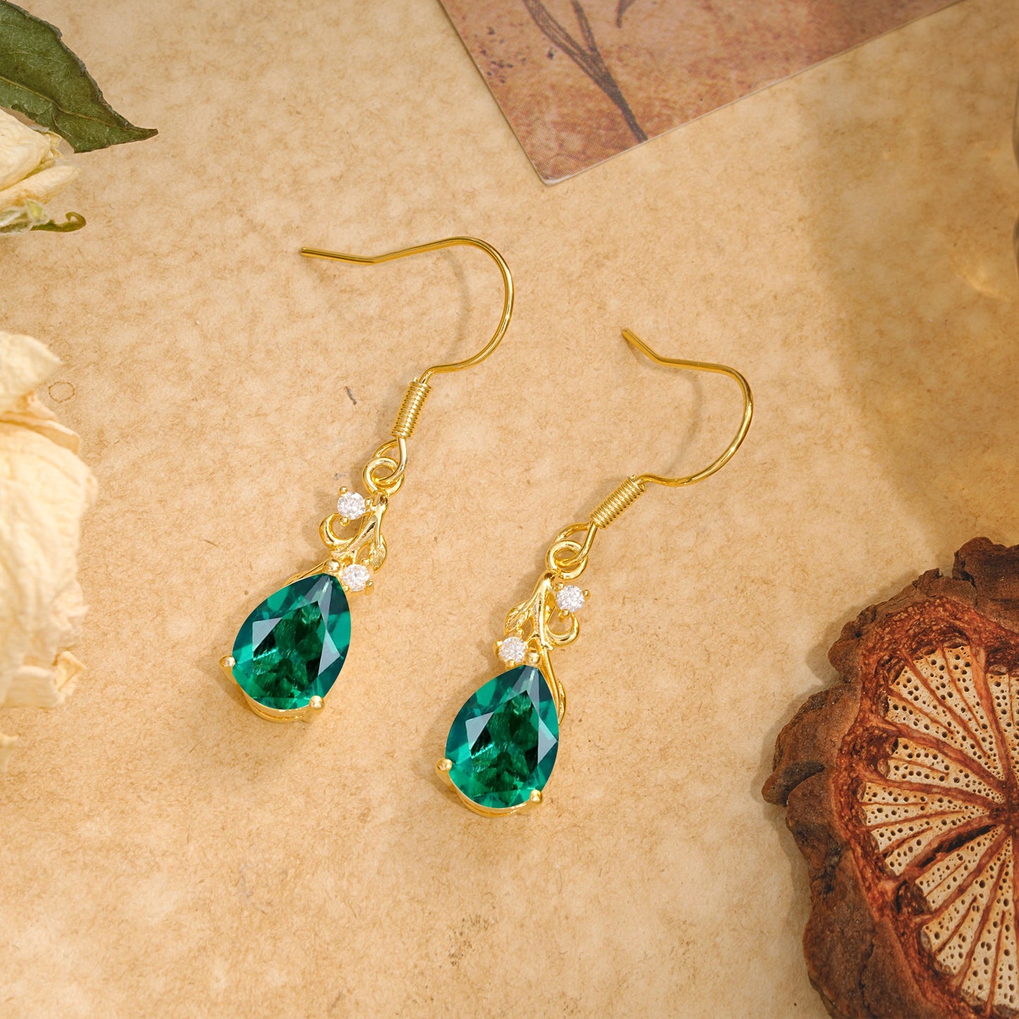 Pear Cut Emerald Earrings Jewelry for Women