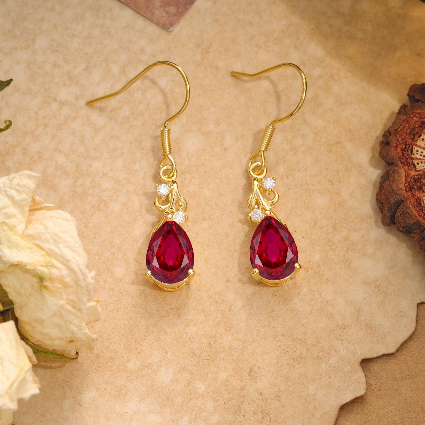Pear Cut Ruby Earrings Jewelry for Women